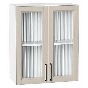 Шкаф верхний с 2-мя остекленными дверцами Сканди Cream Silkwood/Белый 716*600*320