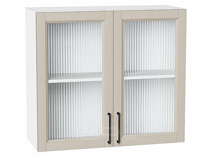 Шкаф верхний с 2-мя остекленными дверцами Сканди Cream Silkwood/Белый 716*800*320