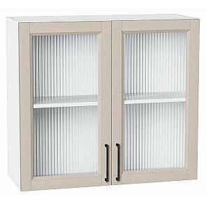 Шкаф верхний с 2-мя остекленными дверцами Сканди Cream Silkwood/Белый 716*800*320