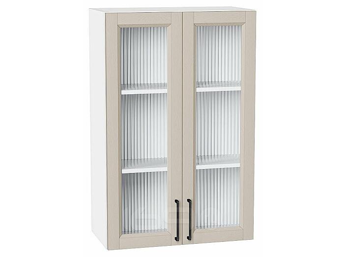 Шкаф верхний с 2-мя остекленными дверцами Сканди Cream Silkwood/Белый 920*600*320