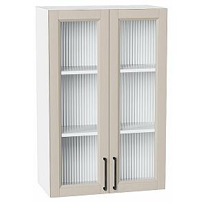 Шкаф верхний с 2-мя остекленными дверцами Сканди Cream Silkwood/Белый 920*600*320