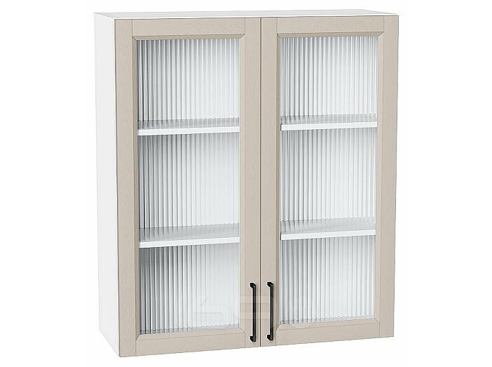 Шкаф верхний с 2-мя остекленными дверцами Сканди Cream Silkwood/Белый 920*800*320