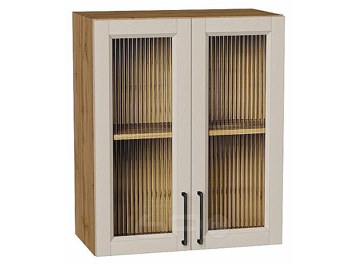 Шкаф верхний с 2-мя остекленными дверцами Сканди Cream Silkwood/Дуб Вотан 716*600*320