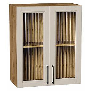 Шкаф верхний с 2-мя остекленными дверцами Сканди Cream Silkwood/Дуб Вотан 716*600*320