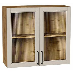 Шкаф верхний с 2-мя остекленными дверцами Сканди Cream Silkwood/Дуб Вотан 716*800*320