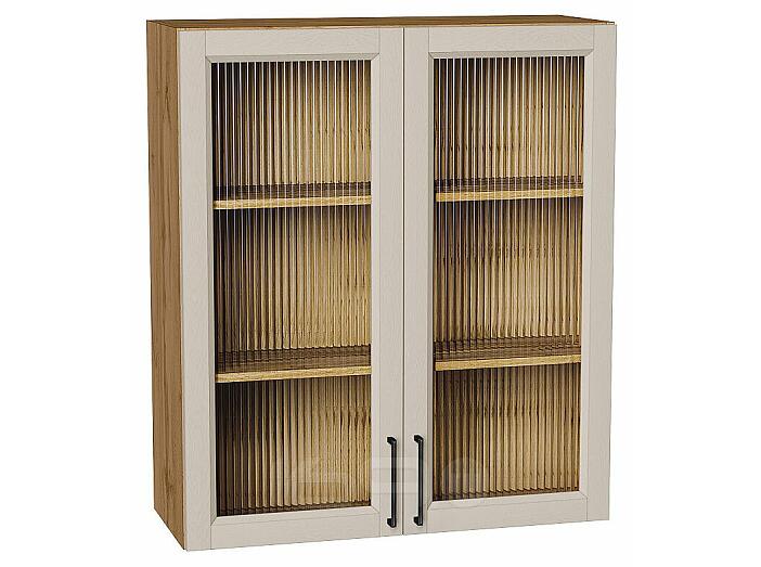 Шкаф верхний с 2-мя остекленными дверцами Сканди Cream Silkwood/Дуб Вотан 920*800*320