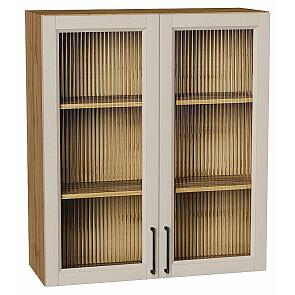 Шкаф верхний с 2-мя остекленными дверцами Сканди Cream Silkwood/Дуб Вотан 920*800*320