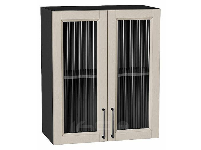 Шкаф верхний с 2-мя остекленными дверцами Сканди Cream Silkwood/Graphite 716*600*320