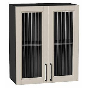 Шкаф верхний с 2-мя остекленными дверцами Сканди Cream Silkwood/Graphite 716*600*320