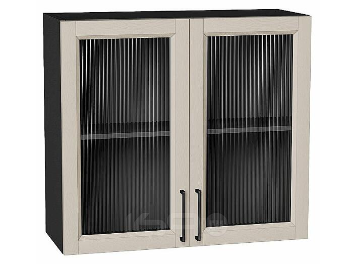 Шкаф верхний с 2-мя остекленными дверцами Сканди Cream Silkwood/Graphite 716*800*320