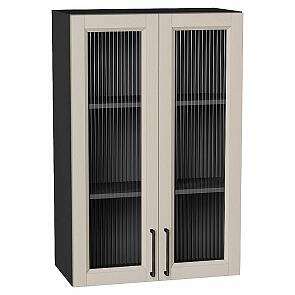 Шкаф верхний с 2-мя остекленными дверцами Сканди Cream Silkwood/Graphite 920*600*320