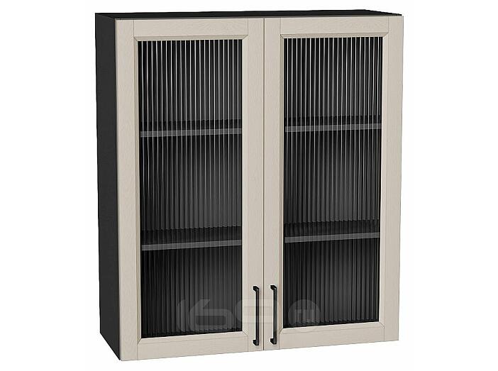 Шкаф верхний с 2-мя остекленными дверцами Сканди Cream Silkwood/Graphite 920*800*320