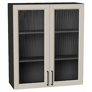 Шкаф верхний с 2-мя остекленными дверцами Сканди Cream Silkwood/Graphite 920*800*320