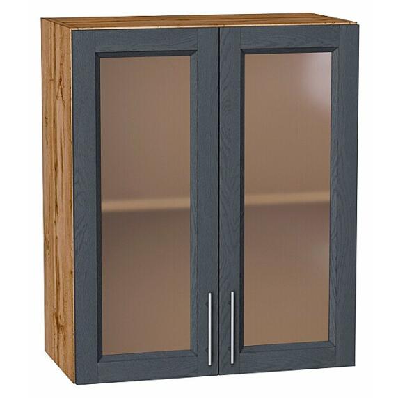 Шкаф верхний с 2-мя остекленными дверцами Сканди Graphite Softwood Дуб Вотан 716*600*320