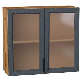 Шкаф верхний с 2-мя остекленными дверцами Сканди Graphite Softwood Дуб Вотан 716*800*320
