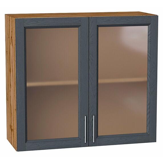 Шкаф верхний с 2-мя остекленными дверцами Сканди Graphite Softwood Дуб Вотан 716*800*320