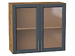 Шкаф верхний с 2-мя остекленными дверцами Сканди Graphite Softwood Дуб Вотан 716*800*320