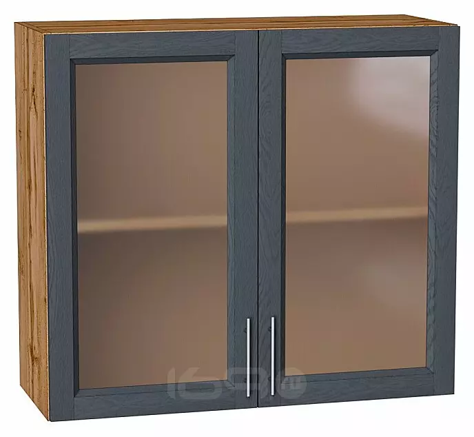 Шкаф верхний с 2-мя остекленными дверцами Сканди Graphite Softwood Дуб Вотан 716*800*320