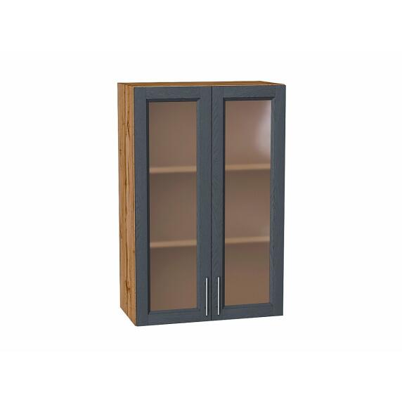 Шкаф верхний с 2-мя остекленными дверцами Сканди Graphite Softwood Дуб Вотан 920*600*320