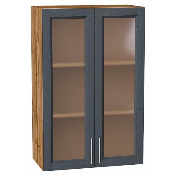 Шкаф верхний с 2-мя остекленными дверцами Сканди Graphite Softwood Дуб Вотан 920*600*320