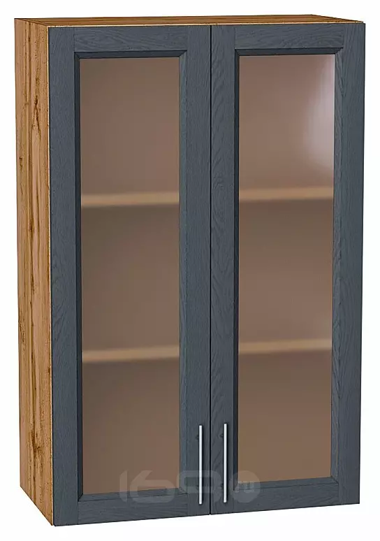 Шкаф верхний с 2-мя остекленными дверцами Сканди Graphite Softwood Дуб Вотан 920*600*320