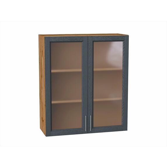 Шкаф верхний с 2-мя остекленными дверцами Сканди Graphite Softwood Дуб Вотан 920*800*320