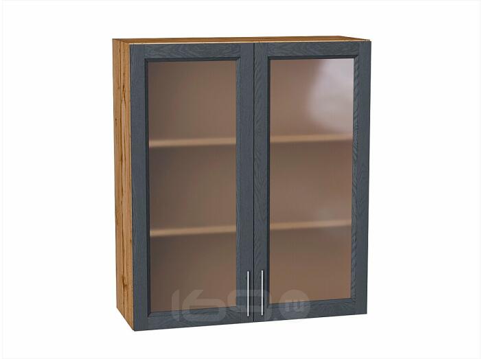 Шкаф верхний с 2-мя остекленными дверцами Сканди Graphite Softwood Дуб Вотан 920*800*320