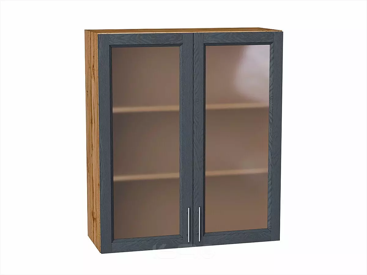 Шкаф верхний с 2-мя остекленными дверцами Сканди Graphite Softwood Дуб Вотан 920*800*320