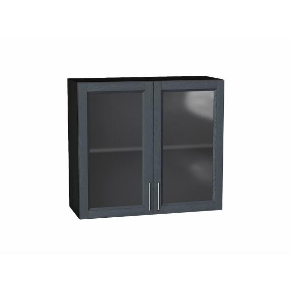 Шкаф верхний с 2-мя остекленными дверцами Сканди Graphite Softwood Graphite 716*800*320