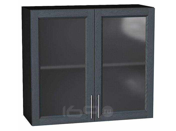 Шкаф верхний с 2-мя остекленными дверцами Сканди Graphite Softwood Graphite 716*800*320