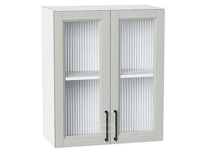 Шкаф верхний с 2-мя остекленными дверцами Сканди Grey Silkwood/Белый 716*600*320