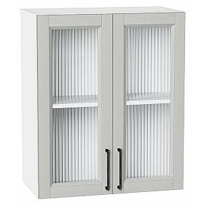 Шкаф верхний с 2-мя остекленными дверцами Сканди Grey Silkwood/Белый 716*600*320