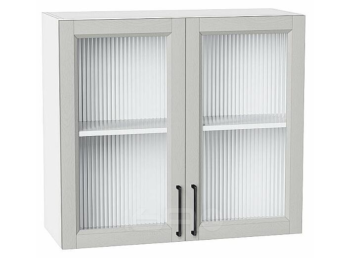 Шкаф верхний с 2-мя остекленными дверцами Сканди Grey Silkwood/Белый 716*800*320