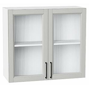 Шкаф верхний с 2-мя остекленными дверцами Сканди Grey Silkwood/Белый 716*800*320