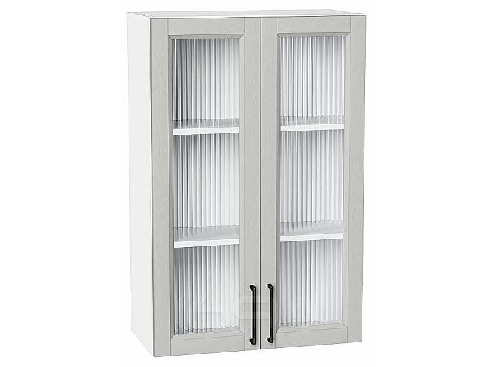 Шкаф верхний с 2-мя остекленными дверцами Сканди Grey Silkwood/Белый 920*600*320