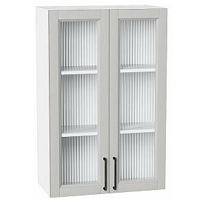 Шкаф верхний с 2-мя остекленными дверцами Сканди Grey Silkwood/Белый 920*600*320