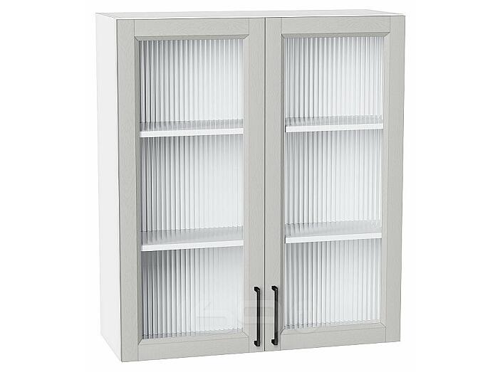 Шкаф верхний с 2-мя остекленными дверцами Сканди Grey Silkwood/Белый 920*800*320