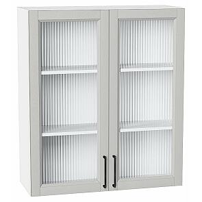 Шкаф верхний с 2-мя остекленными дверцами Сканди Grey Silkwood/Белый 920*800*320