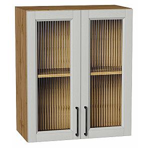 Шкаф верхний с 2-мя остекленными дверцами Сканди Grey Silkwood/Дуб Вотан 716*600*320