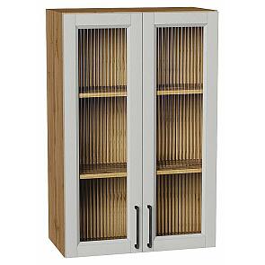 Шкаф верхний с 2-мя остекленными дверцами Сканди Grey Silkwood/Дуб Вотан 920*600*320