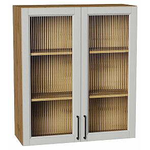 Шкаф верхний с 2-мя остекленными дверцами Сканди Grey Silkwood/Дуб Вотан 920*800*320