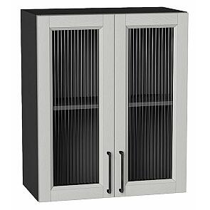 Шкаф верхний с 2-мя остекленными дверцами Сканди Grey Silkwood/Graphite 716*600*320