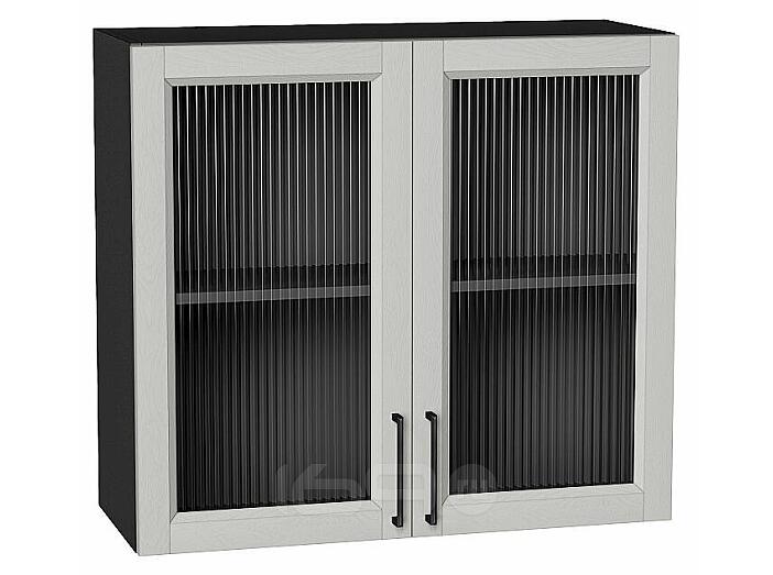 Шкаф верхний с 2-мя остекленными дверцами Сканди Grey Silkwood/Graphite 716*800*320