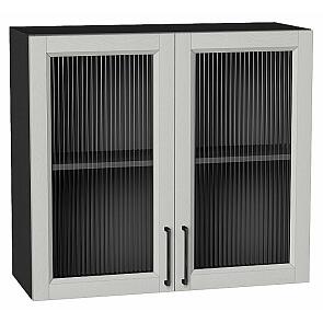 Шкаф верхний с 2-мя остекленными дверцами Сканди Grey Silkwood/Graphite 716*800*320