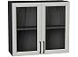 Шкаф верхний с 2-мя остекленными дверцами Сканди Grey Silkwood/Graphite 716*800*320