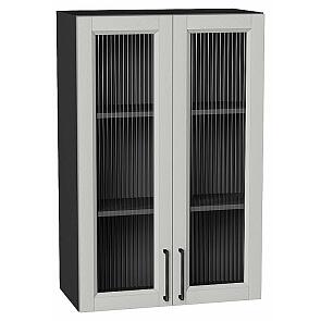 Шкаф верхний с 2-мя остекленными дверцами Сканди Grey Silkwood/Graphite 920*600*320