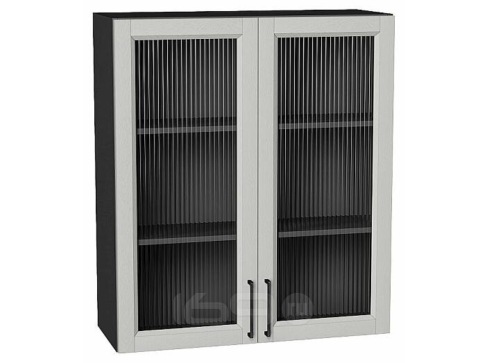 Шкаф верхний с 2-мя остекленными дверцами Сканди Grey Silkwood/Graphite 920*800*320