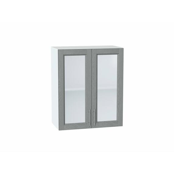 Шкаф верхний с 2-мя остекленными дверцами Сканди Grey Softwood Белый 716*600*320
