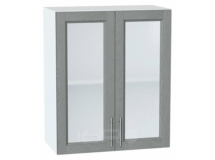 Шкаф верхний с 2-мя остекленными дверцами Сканди Grey Softwood Белый 716*600*320