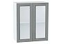 Шкаф верхний с 2-мя остекленными дверцами Сканди Grey Softwood Белый 716*600*320
